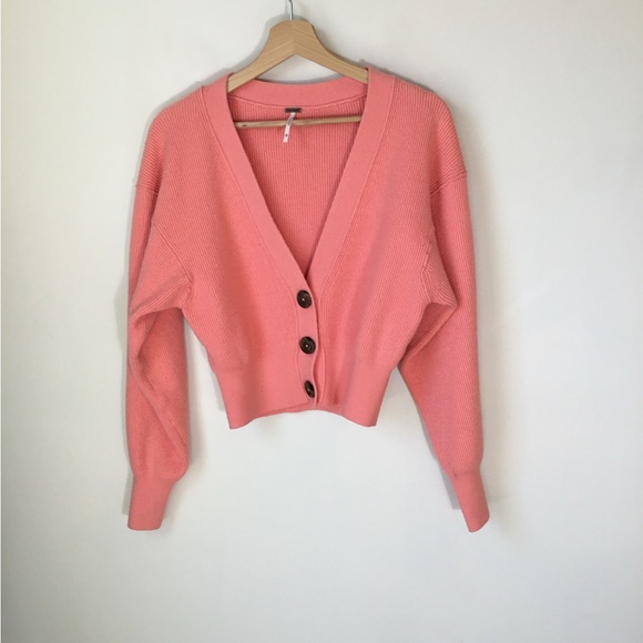 Free People Deep V Neck Cropped Cardigan Sweater - Picture 2 of 7